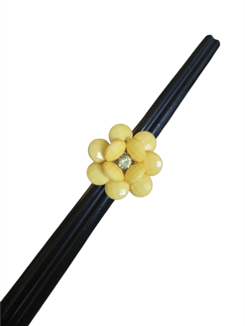Vintage Size 7.5 Yellow Flower Bead Ring